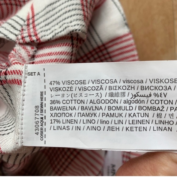 🎀 Mango Plaid belted linen blend skirt - Picture 4 of 6